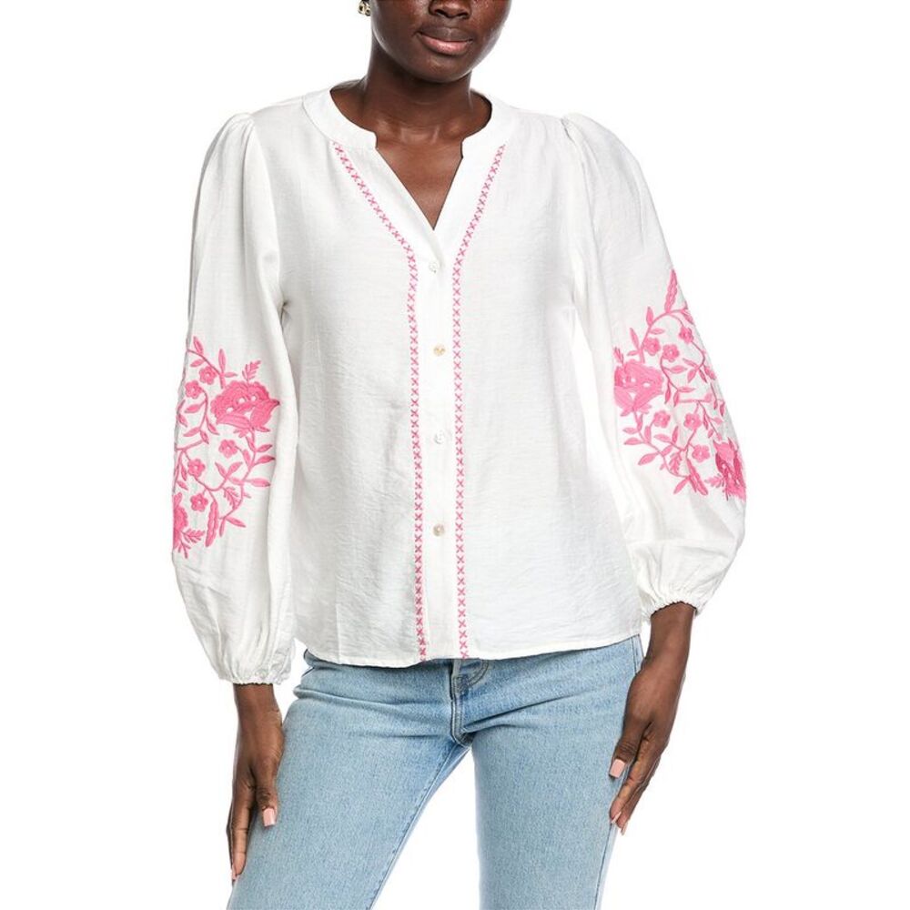 Anna Kay Womens  Smoking Fleur Blouse, White